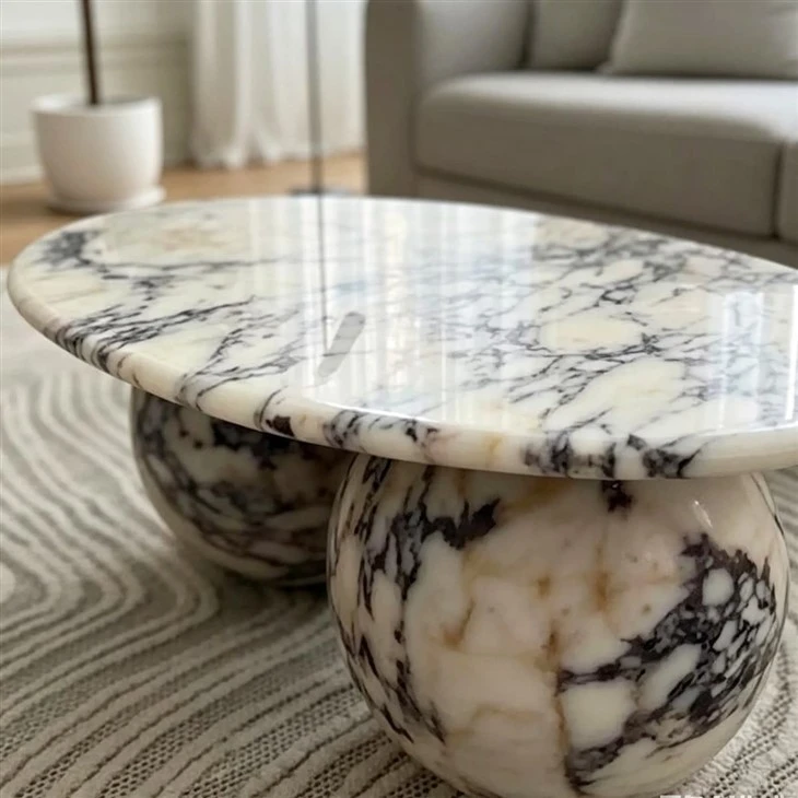 calacatta viola coffe table details