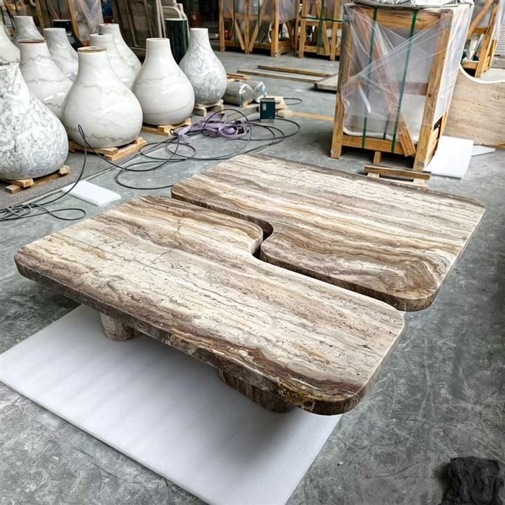 Silver Grey Travertine Coffee Table factory