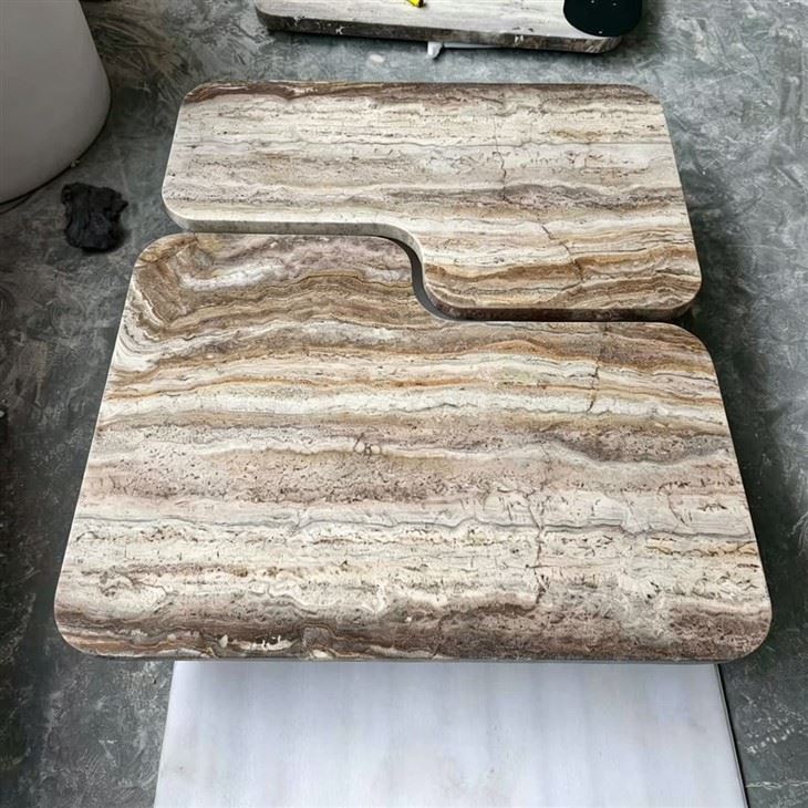 Silver Grey Travertine Coffee Table up