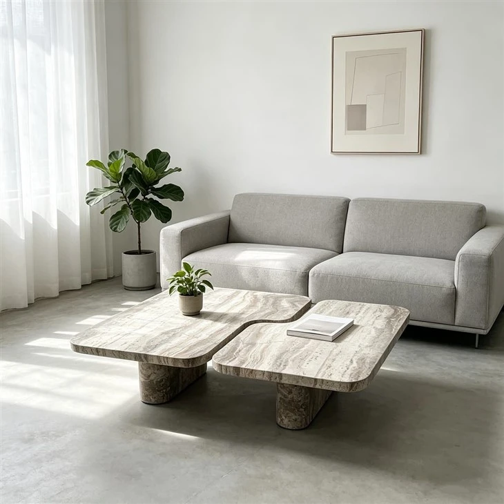 Silver Grey Travertine Coffee Table application