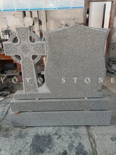 Grey Celtic Cross Granit Memorial Headstone
